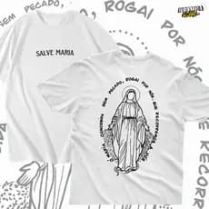Camiseta Cristã Nossa Senhora Católico Unissex Fé & Propósito Estampada 100% Algodão
