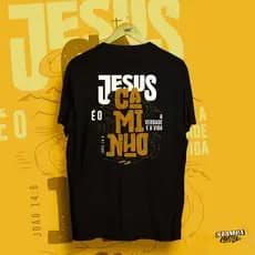 Camiseta Cristã Camisa Masculina e Feminina Streetwear Jesus è o Caminho Blusa Cristã 100% Algodao Premium