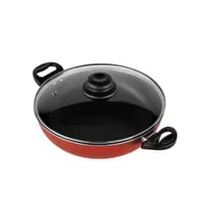 Frigideira Wok com Tampa de Vidro 26 cm Duas Alças