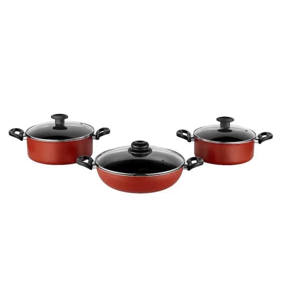 Jogo Kit Panela Caçarola + Frigideira Wok Antiaderente Tampa Vidro