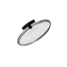 Tampa De Vidro 32 Cm Temperado Com Bordas de Aço Inoxidável  Para Panelas e Frigideiras