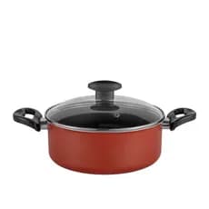 Panela Caçarola Antiaderente 24 cm Avulsa Teflon Com Tampa De Vidro