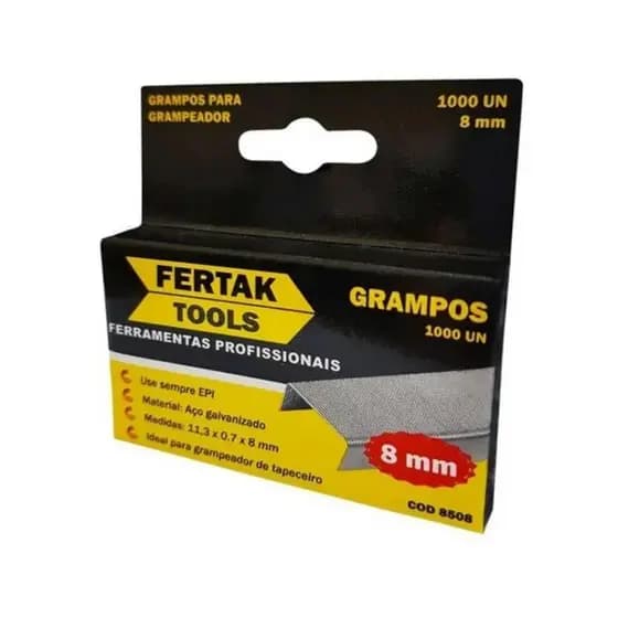 Grampo de Tapeceiro de 8mm (Fertak) em Embalagem Econômica de 5000 Unidades: Fixação Profissional