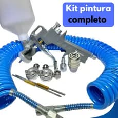 Kit Completo para Pistola Pintura Gravidade Caneca 600 Ml Rosca 1/4 mangueira de 7,5m Fertak Tools