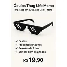 Óculos Thug Fantasia Meme -Óculos para fantasia de Hallowen