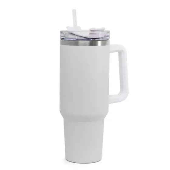 Copo Termico 1,2l Com Tampa e Canudo Cor: Branco