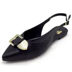 Sapatilha Slingback Feminina Enfeite Fivela Dourada Ceci Shoes