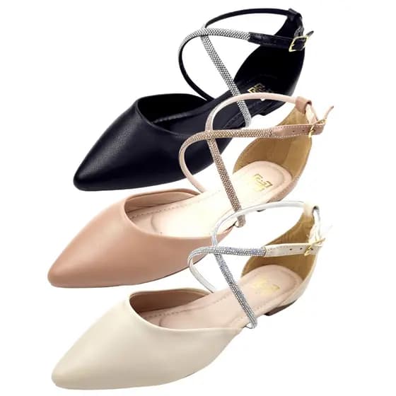 Kit com 03 Pares Sandália Feminina Rasteirinha Salomé com Strass Brilhante