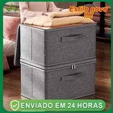Caixa grande de armazenamento com zíper para roupas e cobertores Pequeno Médio Grande