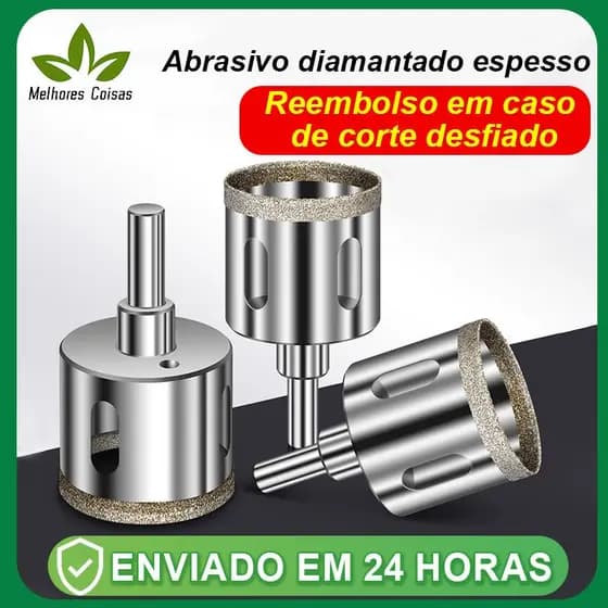 Brocas Diamantadas Serra Copo furar Vidro Granito Ceramica 6 a 50 mm kit ferramentas