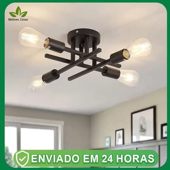 Lustre Led Pendente Nórdico 6 Hastes Moderno Luminária Teto Sala