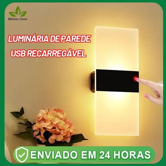 Arandela de Parede a Bateria Recarregável Com Sensor de Movimento Quarto, corredor, sala de estar
