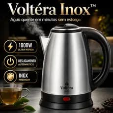 Chaleira Elétrica Voltéra Inox 1,8L 1000W Aço Inox Desligamento Automático Rápida e Segura 127V