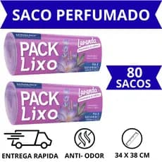 Saco de Lixo Pia e Banheiro Lavanda 38x34cm Kit 1 - 2 Pacotes (80 Sacos) Pack Lixo - Extrusa-Pack