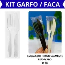 Kit garfo e faca descartável para refeição BRANCO OU PRETO (reforçado) c/1000 unid