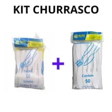 Kit Churrasco 100 Garfo e 100 Faca Refeição Reforçados Descartável.