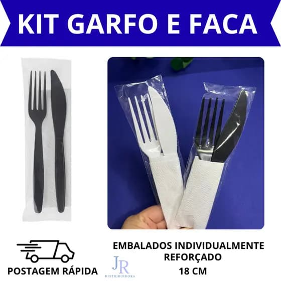 Kit Talheres Refeição Embalados Individualmente Sachê Garfo Faca Guardanapo