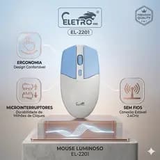 Mouse Sem Fio Óptico EL-2201 2000 DPI Ergonômico 4 Botões para Notebook PC