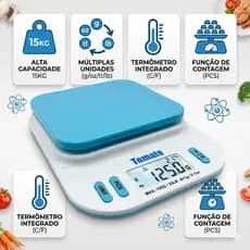 Balança Digital de Cozinha 15Kg SF-440 Alta Precisão LCD Função Tara e Contagem