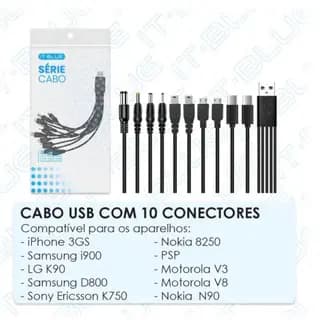 🔌 Cabo 10 em 1 IT-Blue LE-113 – Solução Completa de Conexões e Carregamento