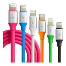 KIT 10 UND - Cabo Usb Tipo Lightning Emborrachado Colorido 1.2 Metros - KAP-311-5G