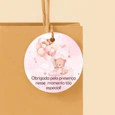 Tag Agradecimento |  Chá de Bebê Menina | Ursos |  Tag Para Lembrancinhas