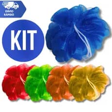 Esponjas Em Nylon Para Banho Bucha Macia Kit Com 8 Diversas Lisa Cores Sortidas Premium Banho Ducha