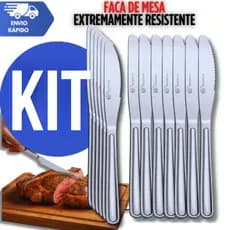 KIT Faca para Sua Cozinha Culinária Linha Inox Qualidade Garantida Resistência Durabilidade Multiuso Bar