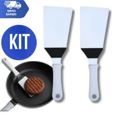 Espátula Curva 3" Aço Inox com Cabo Plástico Versátil para Cozinha, Doces, Hamburgueria, Pizza Variáveis