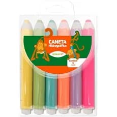 Caneta Hidrográfica 6 cores - Formato lápis - Leo&Leo