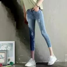 Pequeno pequeno elástico de oito pontos versão coreana magro-ajuste mais magro olhar Jeans 2026 verão rasgado cortado ca
