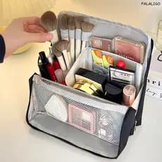 Bolsa cosmética vertical de grande capacidade Bolsa de armazenamento de maquiagem standável Bolsa de escova Bolsa de hig
