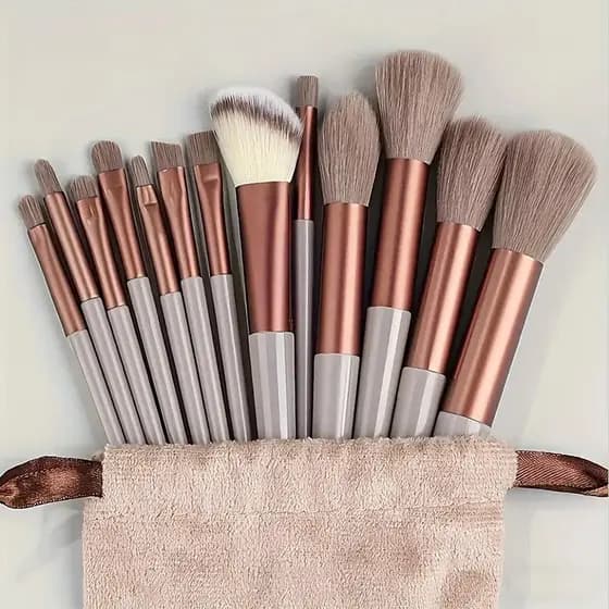 13 quatro estações conjunto de pincéis de maquiagem verde cerdas macias pó solto destaque Blush escova sombra conjunto c