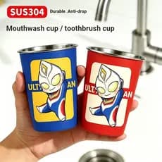 Ultraman copo de enxaguatório bucal 304 copo de enxaguatório bucal de aço inoxidável copo de escova de dentes infantil c