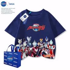 Crianças de manga curta curto t Jede Ultraman camiseta de manga curta médio grande crianças em torno do pescoço camiseta