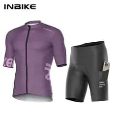 INBIKE Conjuntos De Equitação De Bicicleta Camisa De Ciclismo Shorts De Manga Curta Para Homens De Secagem Rápida Camisa