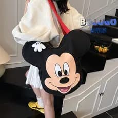 Grande capacidade mickey mickey portátil sacola na moda bonito dos desenhos animados bolsa de ombro feminino estilo Mori