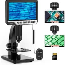 Microscópio Digital LCD Elikliv EDM11S Com Controle Remoto Biológico 2000X Lente E Microbiana , Tela IPS De 7', 10 LEDs