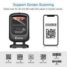 Eyoyo Handsfree 1D 2D Desktop Barcode Scanner Omnidirecional Wired Desk Com Cabo USB Leitor Automático De Código De Barr