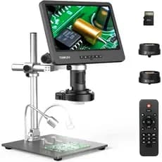 TOMLOV DM602 Pro 10.1 " HDMI Microscópio Digital 2000x Boom Arm Stand LCD Solda Com 3 Lentes