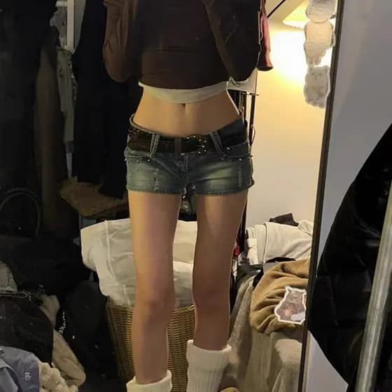 Americano Retro quente menina cintura baixa Denim Super Shorts feminino primavera verão High Street Design sentir nádega