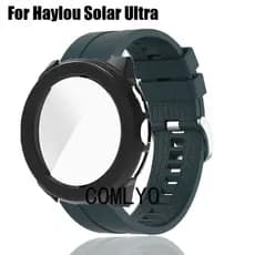 Para Haylou Solar Ultra Smartwatch Relógio Inteligente Caso Protetor De Tela Capa Pára-Choques Cinta Silicone Esportes B