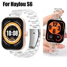 Para Haylou S6 Pulseira De Smartwatch Relógio Inteligente PC Plástico Claro Banda Feminino Masculino