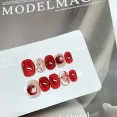 Maçã vermelha artesanal usando unhas estilo ano novo Pingguo ano novo temperamento vermelho clareamento outono inverno e