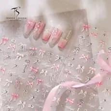 Suave puro desejo rosa arco Manicure adesivo TL-474 estilo balé menina francesa arco chave