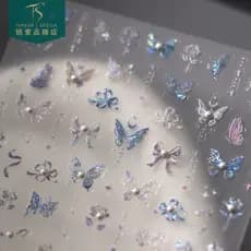 Symphony Pearl Butterfly Manicure Adesivo TL135 Doce Feminino Arco Francês Adesivo para Unhas