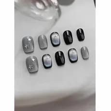 Tinta cinza estrela sombra artesanal usando unhas manicure clareamento manicure adesivos remendo de unhas