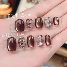[Lava Preto Inteligente] Outono Inverno Puro Feito à Mão Usando Unhas Merad Cor Estilo Curto Clareamento Temperamento Ad