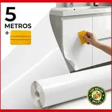 5 /10 Metros Adesivo Vinil Branco + Espátula para Aplicação Móveis Geladeira Fogão Decoração Lavável