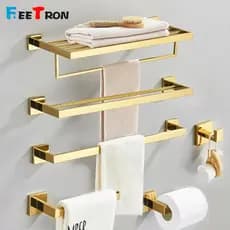 Acessorios Para Banheiro Dourado Quadrado Banheiro Suporte Toalhas Inox 304